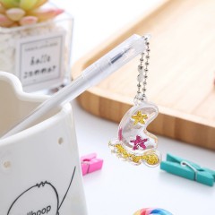 蓝色白色紫色 高颜值水晶脚丫挂件笔可爱文具亚克力吊坠中性笔少女心办公签字笔